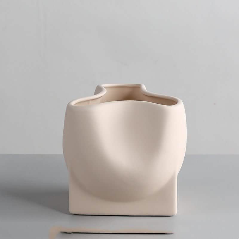 Nordic Morandi Ceramic Vase – Minimalist Decorative Vases for Modern Home - Beige Mini Cylinder Vase -