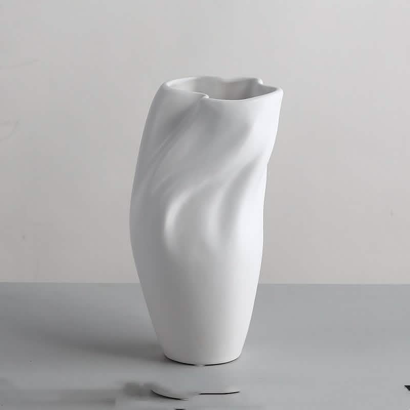 Nordic Morandi Ceramic Vase – Minimalist Decorative Vases for Modern Home - White Modern Wave Vase -