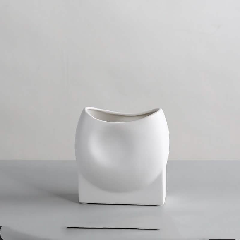 Nordic Morandi Ceramic Vase – Minimalist Decorative Vases for Modern Home - White Narrow Neck Vase -