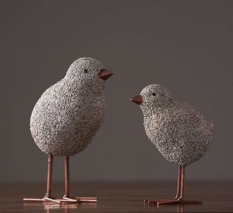 Nordic Sandstone Resin Chick Sculpture – Modern Animal Figurine Decor - L - Chick -