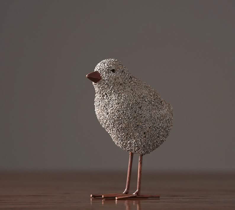 Nordic Sandstone Resin Chick Sculpture – Modern Animal Figurine Decor - M - Chick -