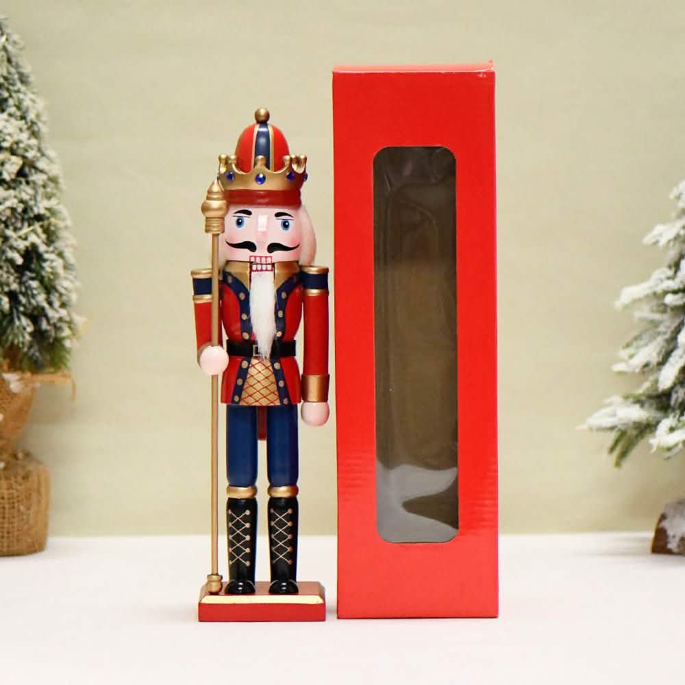 Nutcracker Soldier Christmas Decorations – 30cm Wooden Holiday Figurines & Ornaments - 30 CM - Royal Staff -