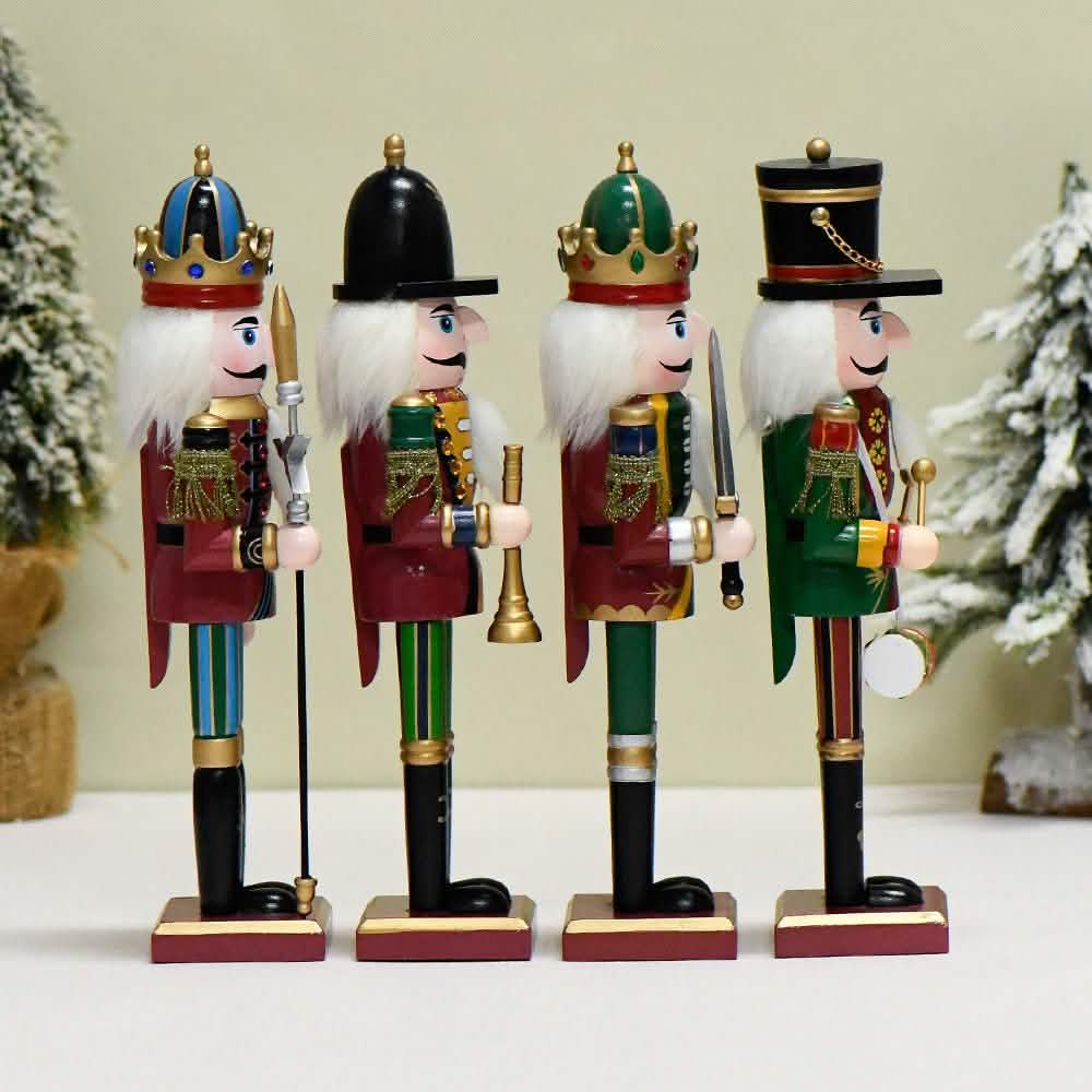 Nutcracker Soldier Christmas Decorations – 30cm Wooden Holiday Figurines & Ornaments - 30 CM - Swordsman -