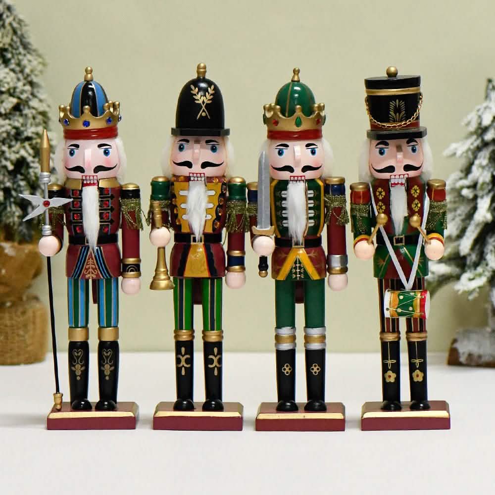 Nutcracker Soldier Christmas Decorations – 30cm Wooden Holiday Figurines & Ornaments - 30 CM - Swordsman -