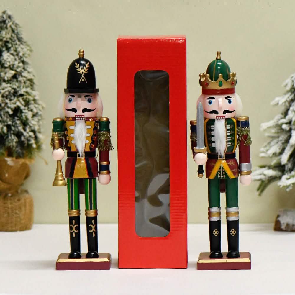 Nutcracker Soldier Christmas Decorations – 30cm Wooden Holiday Figurines & Ornaments - 30 CM - Swordsman -