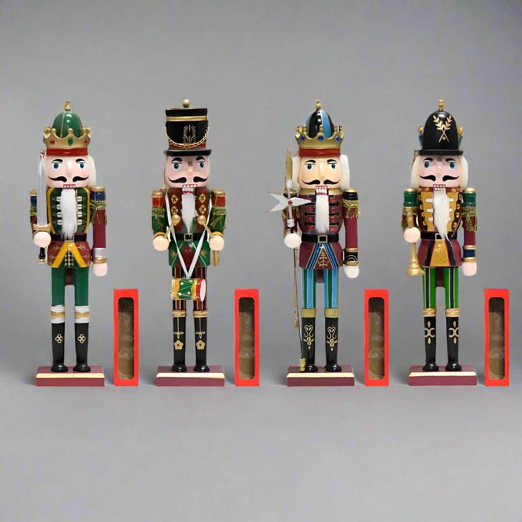 Nutcracker Soldier Christmas Decorations – 30cm Wooden Holiday Figurines & Ornaments - 30 CM - Drum Soldier V2 -