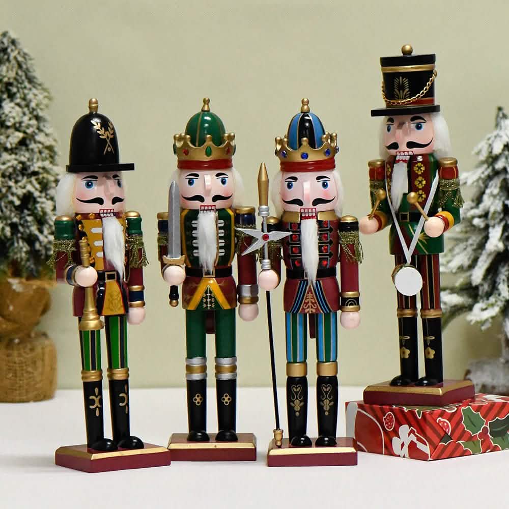 Nutcracker Soldier Christmas Decorations – 30cm Wooden Holiday Figurines & Ornaments - 30 CM - Swordsman -