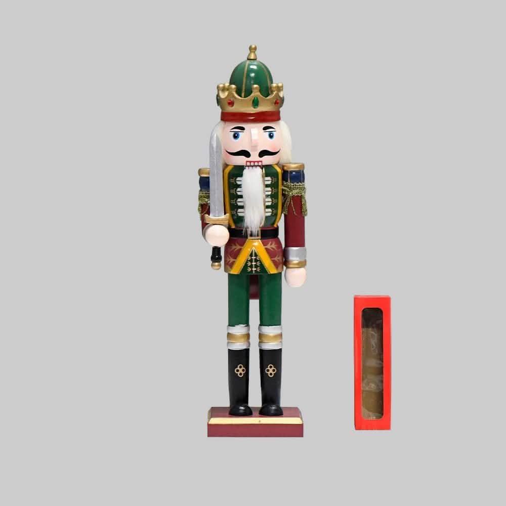 Nutcracker Soldier Christmas Decorations – 30cm Wooden Holiday Figurines & Ornaments - 30 CM - Swordsman -