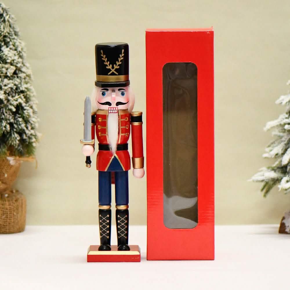 Nutcracker Soldier Christmas Decorations – 30cm Wooden Holiday Figurines & Ornaments - 30 CM - Swordsman V2 -