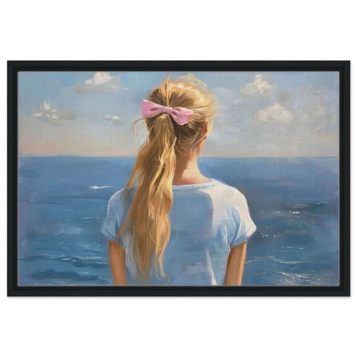 Ocean Reverie: A Journey into Serenity and Reflection | Contemporary Realism | wall art print - Framed Canvas - 50x75 cm / 20x30″ - Black frame