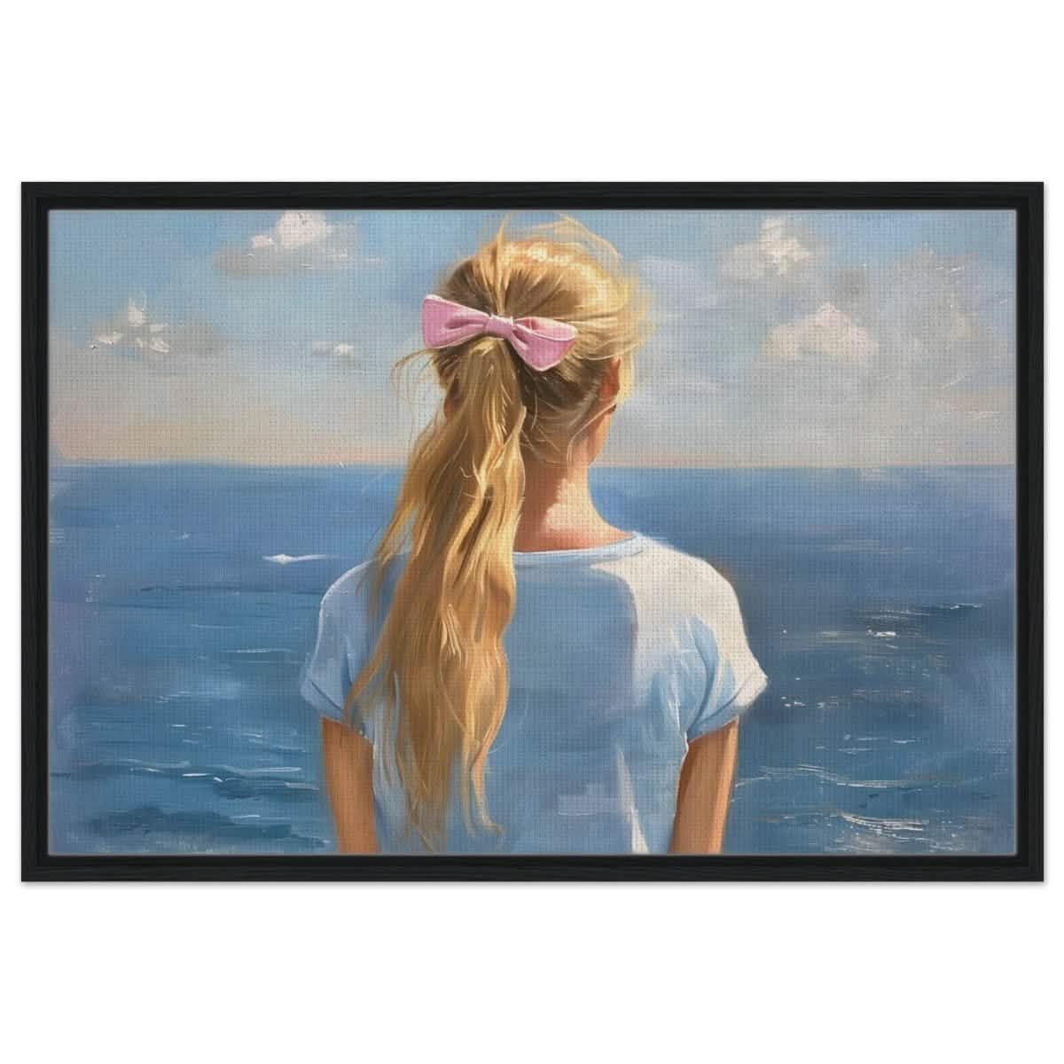 Ocean Reverie: A Journey into Serenity and Reflection | Contemporary Realism | wall art print - Framed Canvas - 60x90 cm / 24x36″ - Black frame