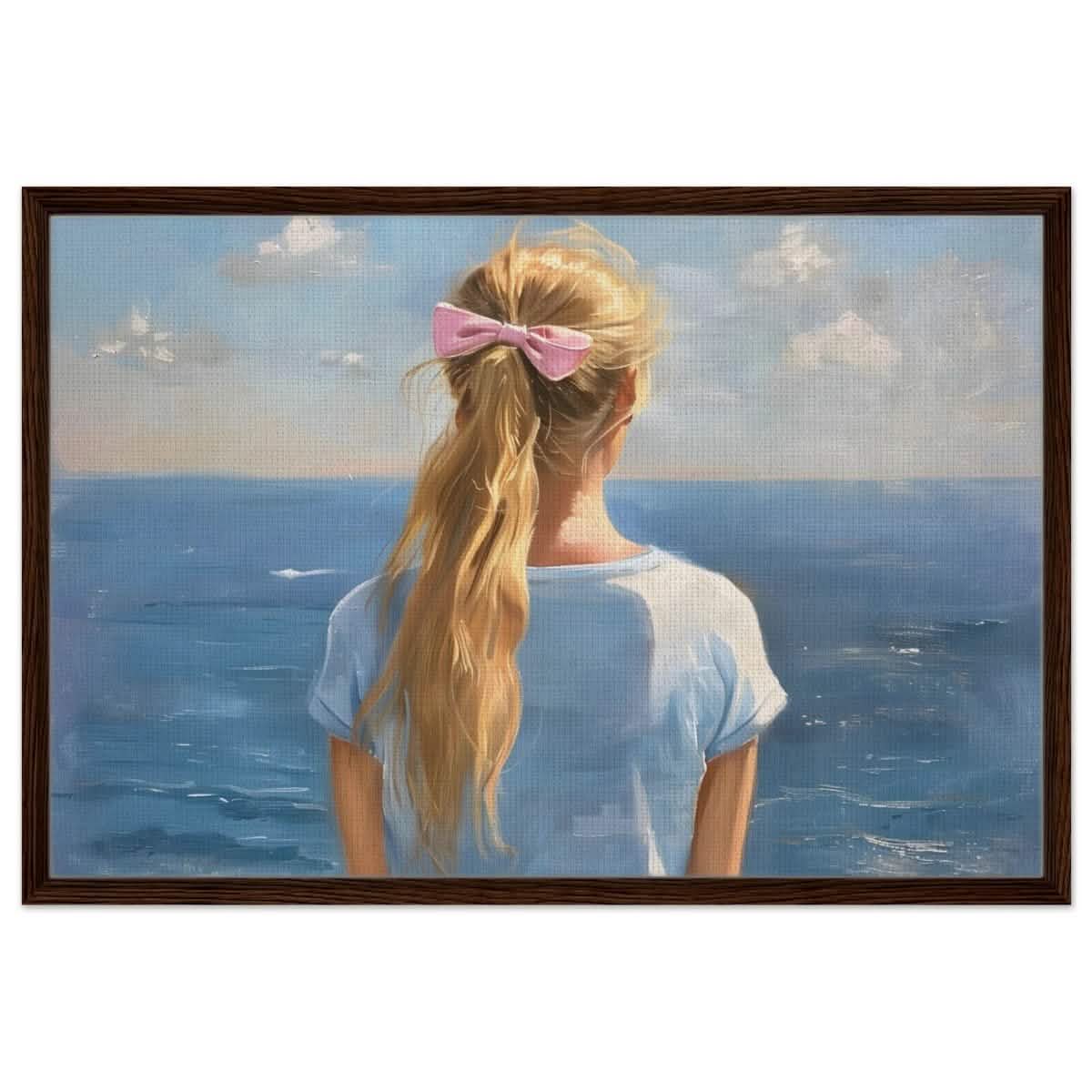 Ocean Reverie: A Journey into Serenity and Reflection | Contemporary Realism | wall art print - Framed Canvas - 60x90 cm / 24x36″ - Dark wood frame