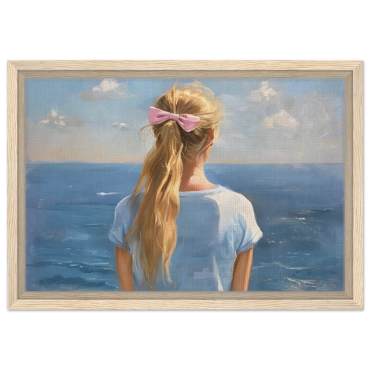 Ocean Reverie: A Journey into Serenity and Reflection | Contemporary Realism | wall art print - Framed Canvas - 30x45 cm / 12x18″ - Wood frame