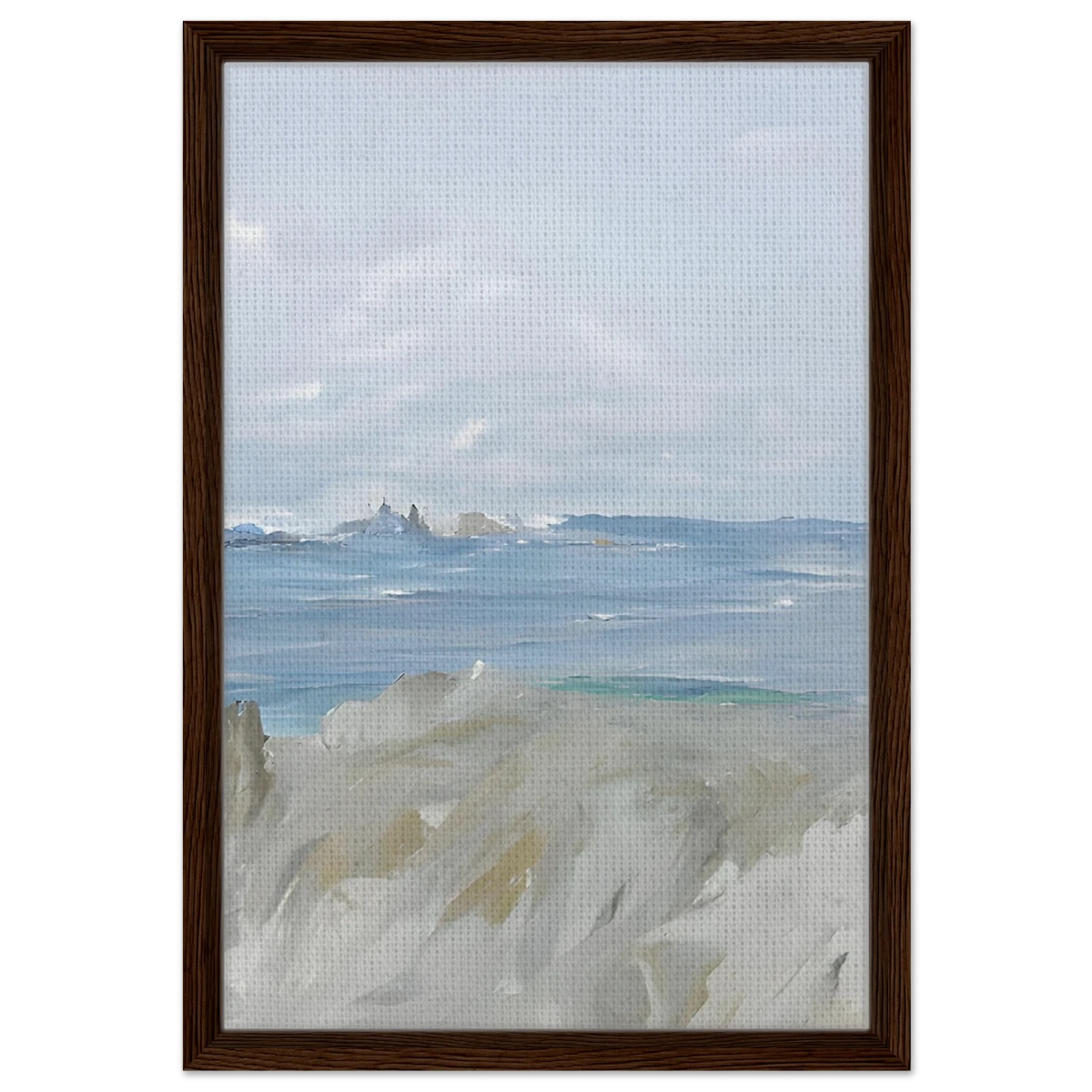 Ocean's Serenity – A Tranquil Seascape Masterpiece | Wall art print - Framed Canvas - 40x60 cm / 16x24″ - Dark wood frame