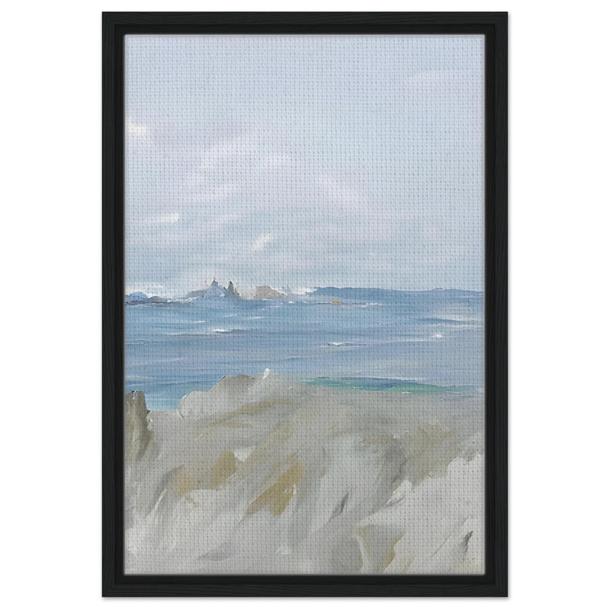 Ocean's Serenity – A Tranquil Seascape Masterpiece | Wall art print - Framed Canvas - 40x60 cm / 16x24″ - Black frame