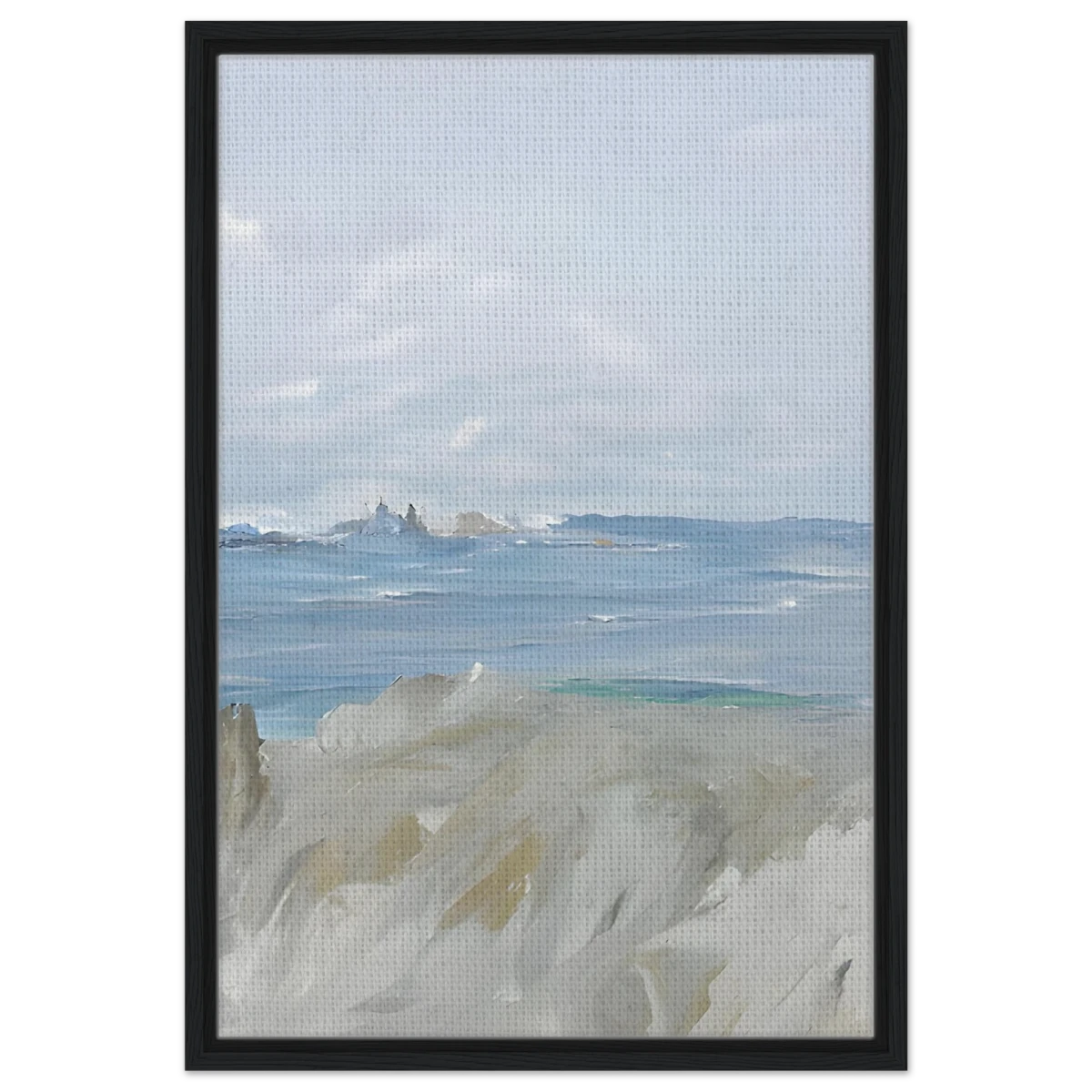 Ocean's Serenity – A Tranquil Seascape Masterpiece | Wall art print - Framed Canvas - 50x75 cm / 20x30″ - Black frame