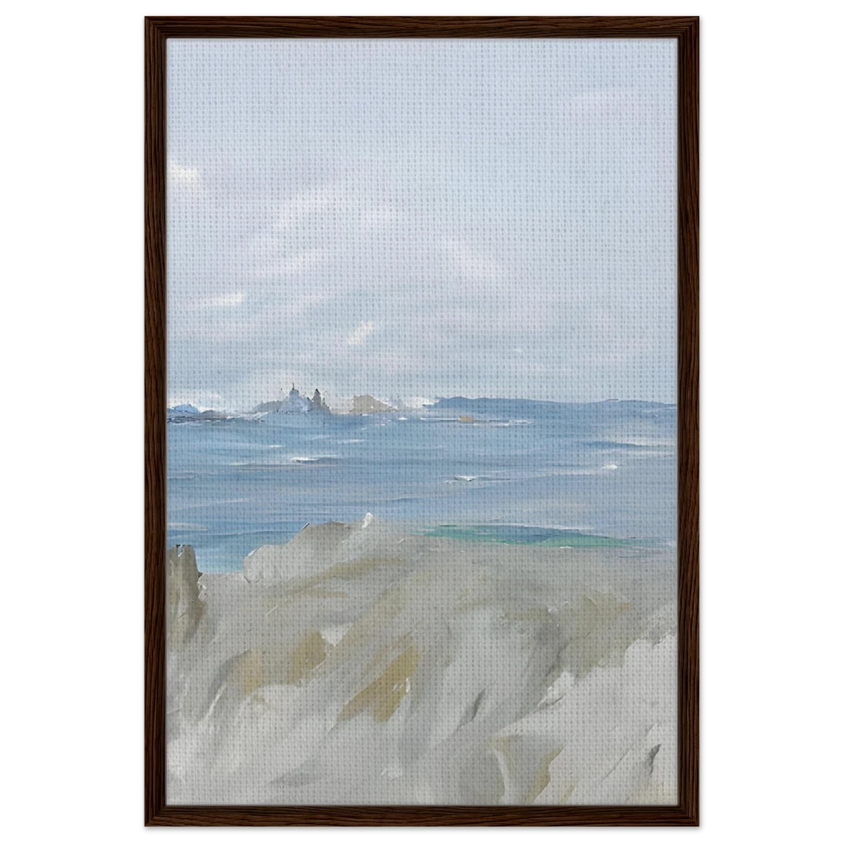 Ocean's Serenity – A Tranquil Seascape Masterpiece | Wall art print - Framed Canvas - 60x90 cm / 24x36″ - Dark wood frame