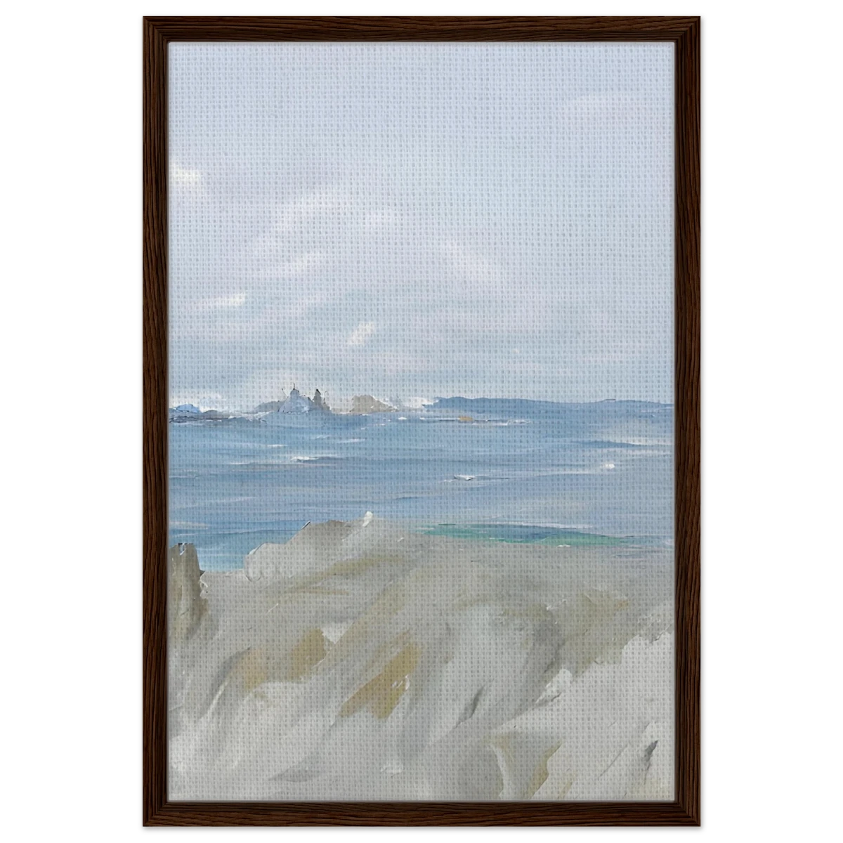 Ocean's Serenity – A Tranquil Seascape Masterpiece | Wall art print - Framed Canvas - 50x75 cm / 20x30″ - Dark wood frame