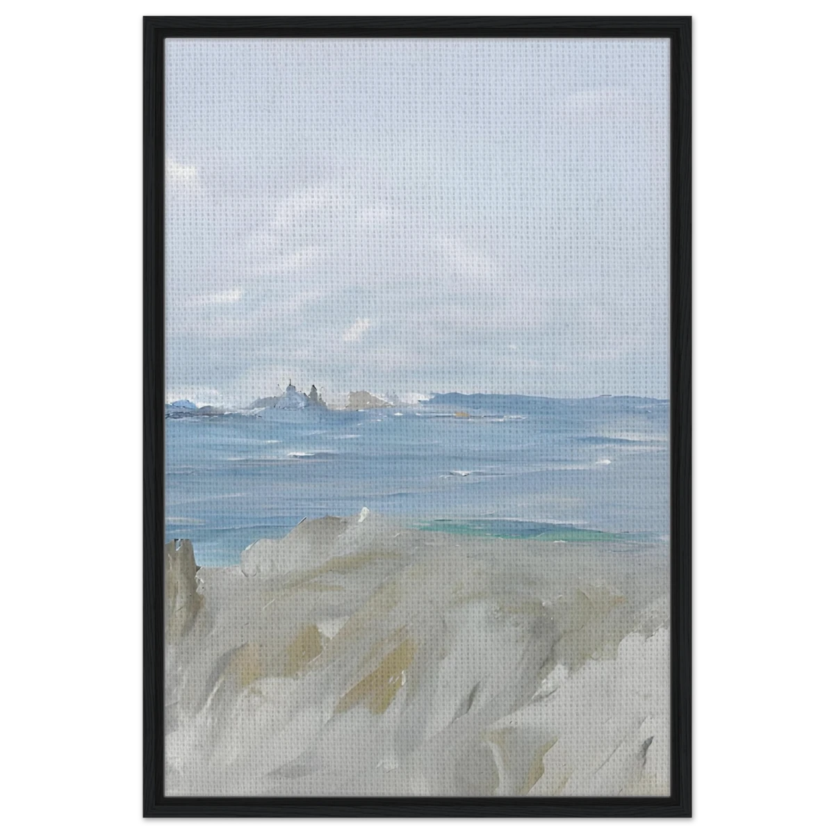 Ocean's Serenity – A Tranquil Seascape Masterpiece | Wall art print - Framed Canvas - 60x90 cm / 24x36″ - Black frame