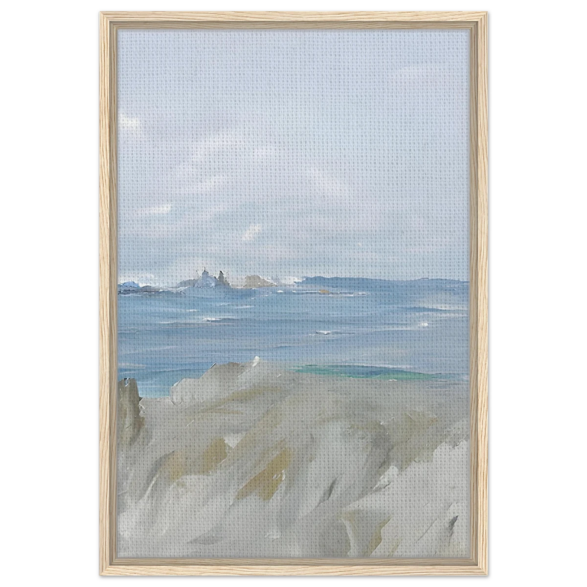 Ocean's Serenity – A Tranquil Seascape Masterpiece | Wall art print - Framed Canvas - 50x75 cm / 20x30″ - Wood frame