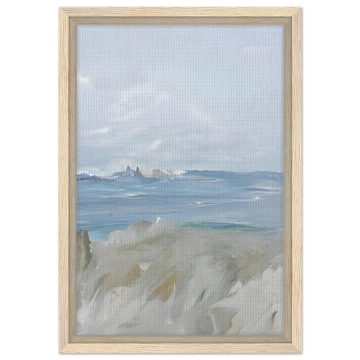 Ocean's Serenity – A Tranquil Seascape Masterpiece | Wall art print - Framed Canvas - 30x45 cm / 12x18″ - Wood frame