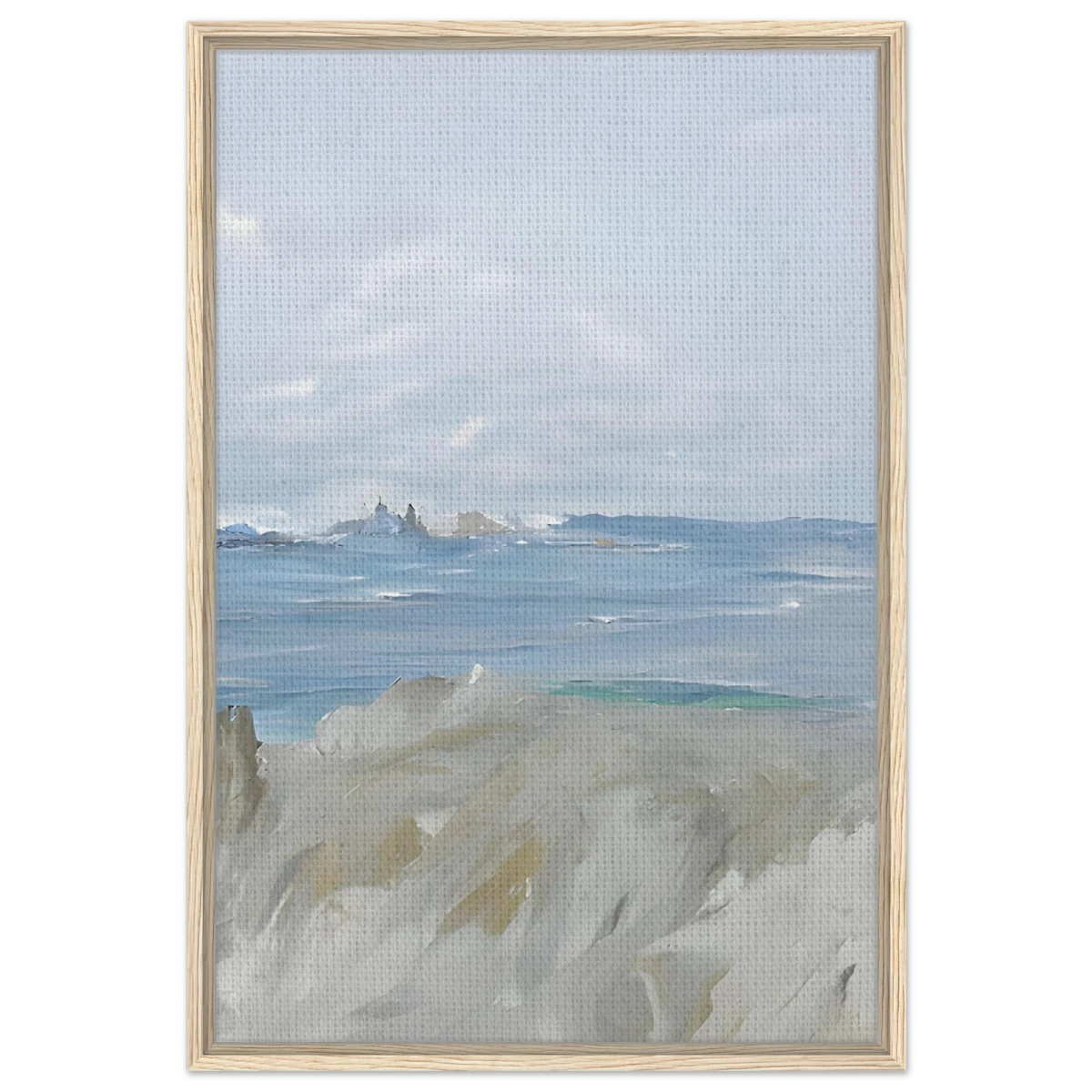 Ocean's Serenity – A Tranquil Seascape Masterpiece | Wall art print - Framed Canvas - 60x90 cm / 24x36″ - Wood frame
