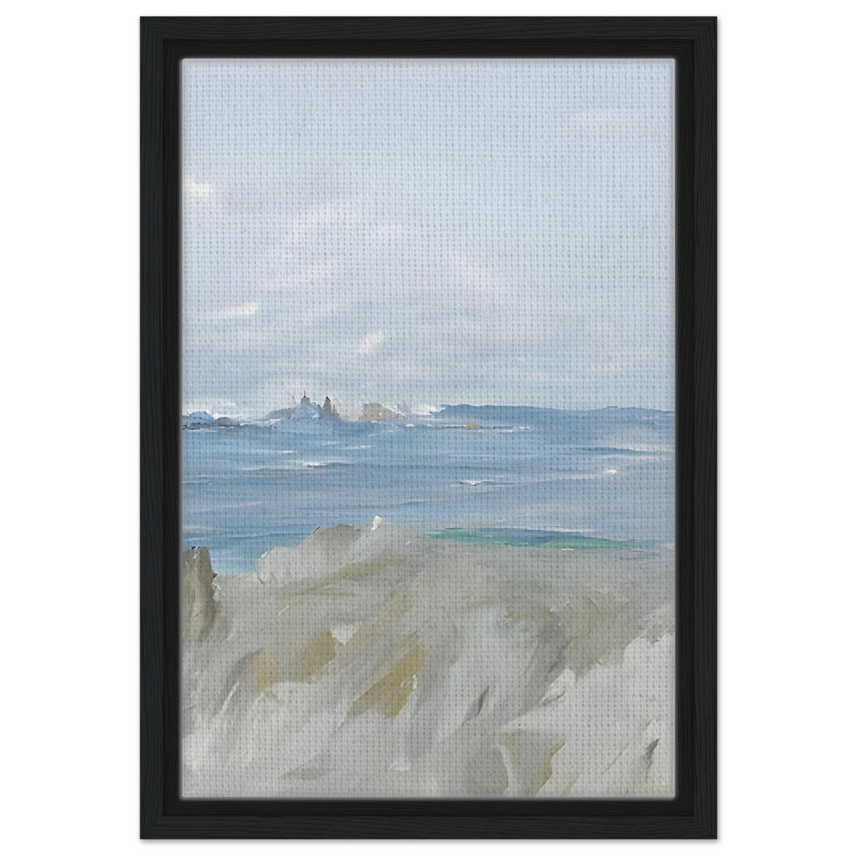 Ocean's Serenity – A Tranquil Seascape Masterpiece | Wall art print - Framed Canvas - 30x45 cm / 12x18″ - Black frame