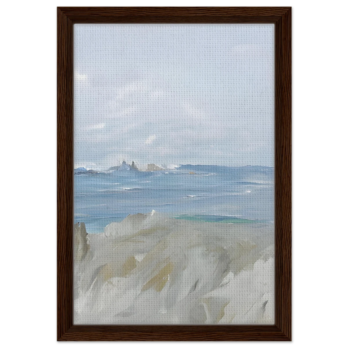 Ocean's Serenity – A Tranquil Seascape Masterpiece | Wall art print - Framed Canvas - 30x45 cm / 12x18″ - Dark wood frame