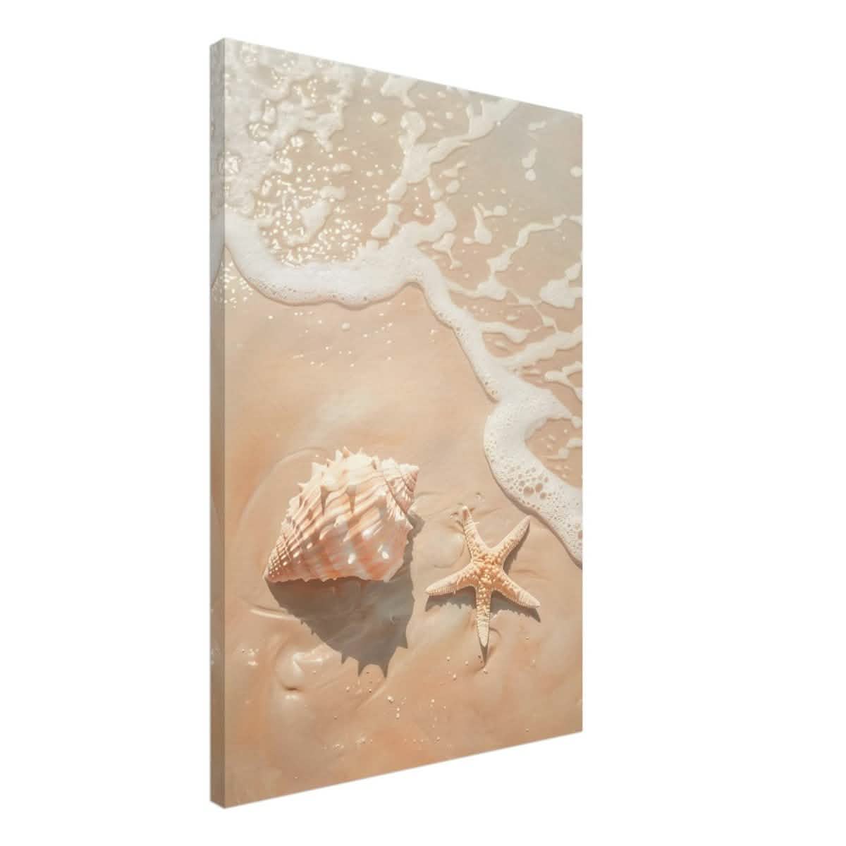 Ocean’s Whisper – Seashells and Serenity | Minimalist Coastal Art - 50x75 cm / 20x30″ - Canvas -