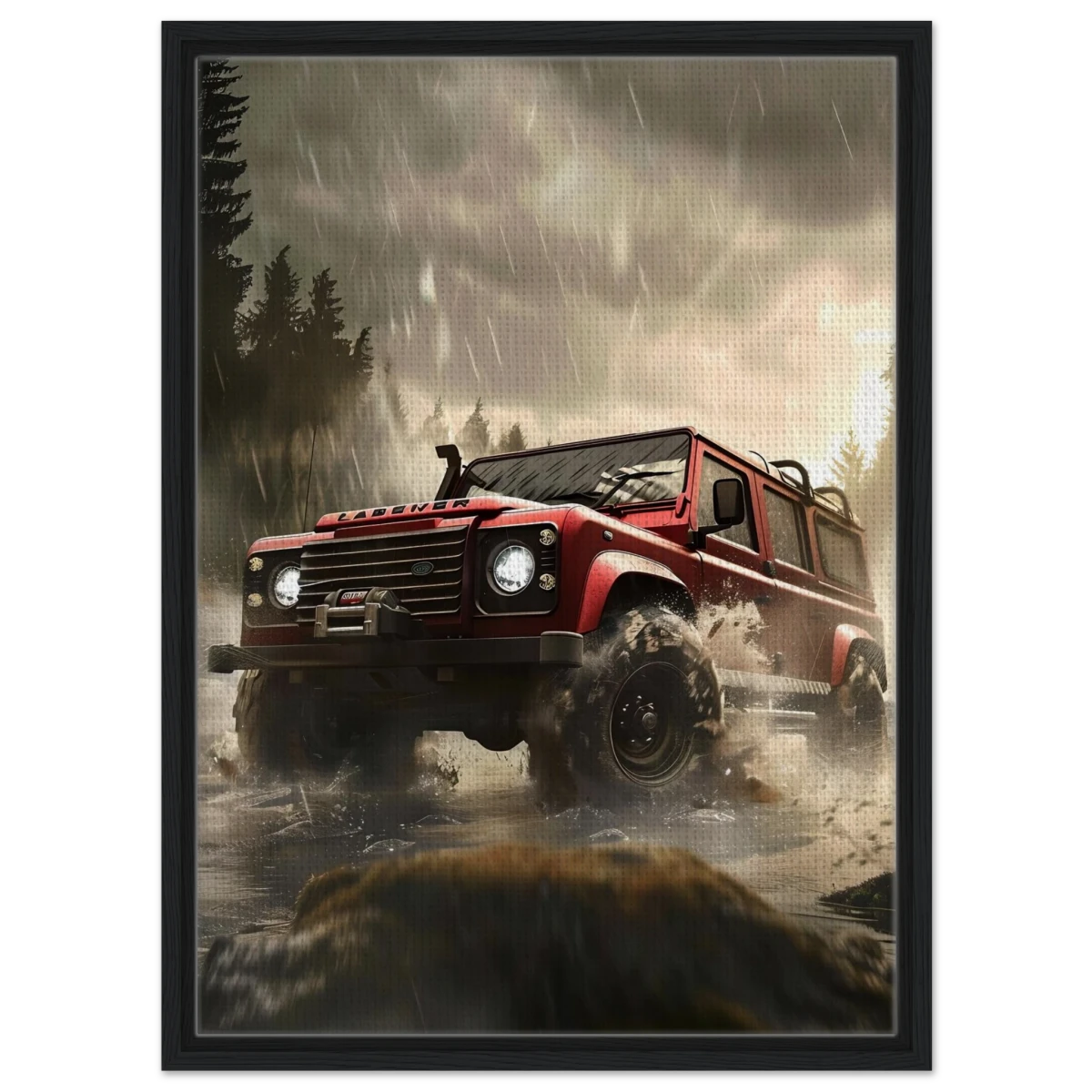 Off - Road Legend – Conquer the Wild | Wall art - Framed Canvas - 50x70 cm / 20x28″ - Black frame