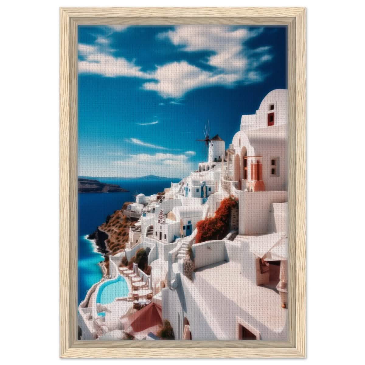 Oia, Santorini, Greece | Da Vinci City & Scenic Views wall art Print - Framed Canvas - 30x45 cm / 12x18″ - Wood frame