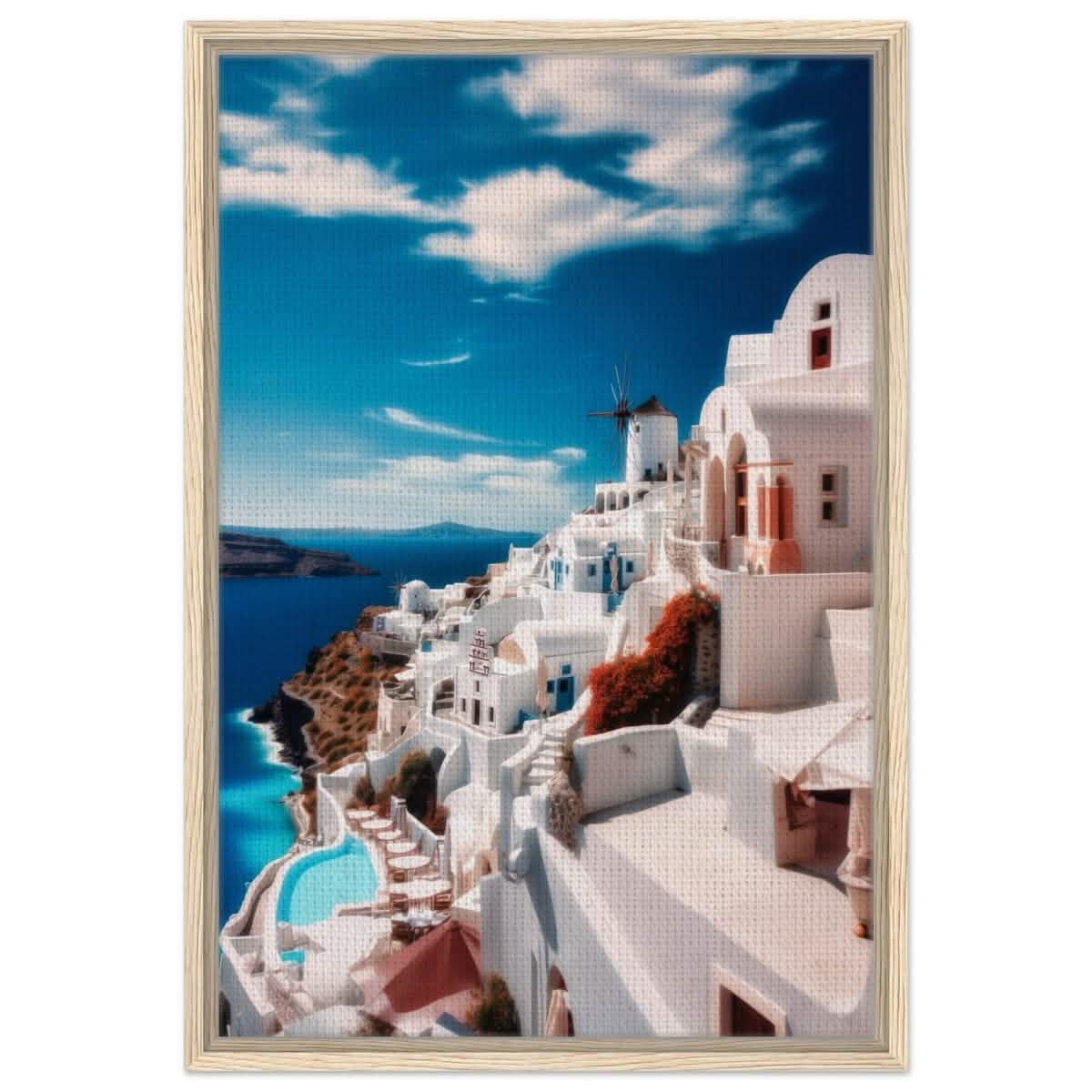 Oia, Santorini, Greece | Da Vinci City & Scenic Views wall art Print - Framed Canvas - 50x75 cm / 20x30″ - Wood frame