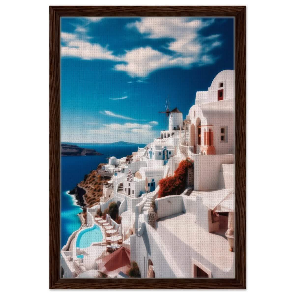 Oia, Santorini, Greece | Da Vinci City & Scenic Views wall art Print - Framed Canvas - 40x60 cm / 16x24″ - Dark wood frame