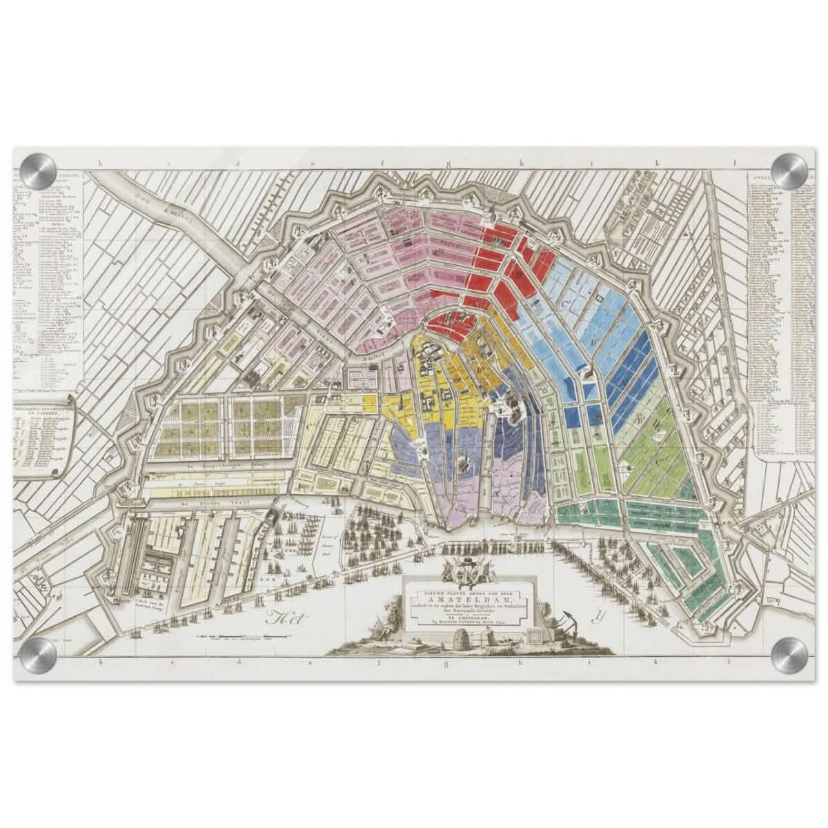 Old Map Amsterdam Distribution Of National Guard Large | Wall art Print - 30x45 cm / 12x18″ - Acrylic Print -