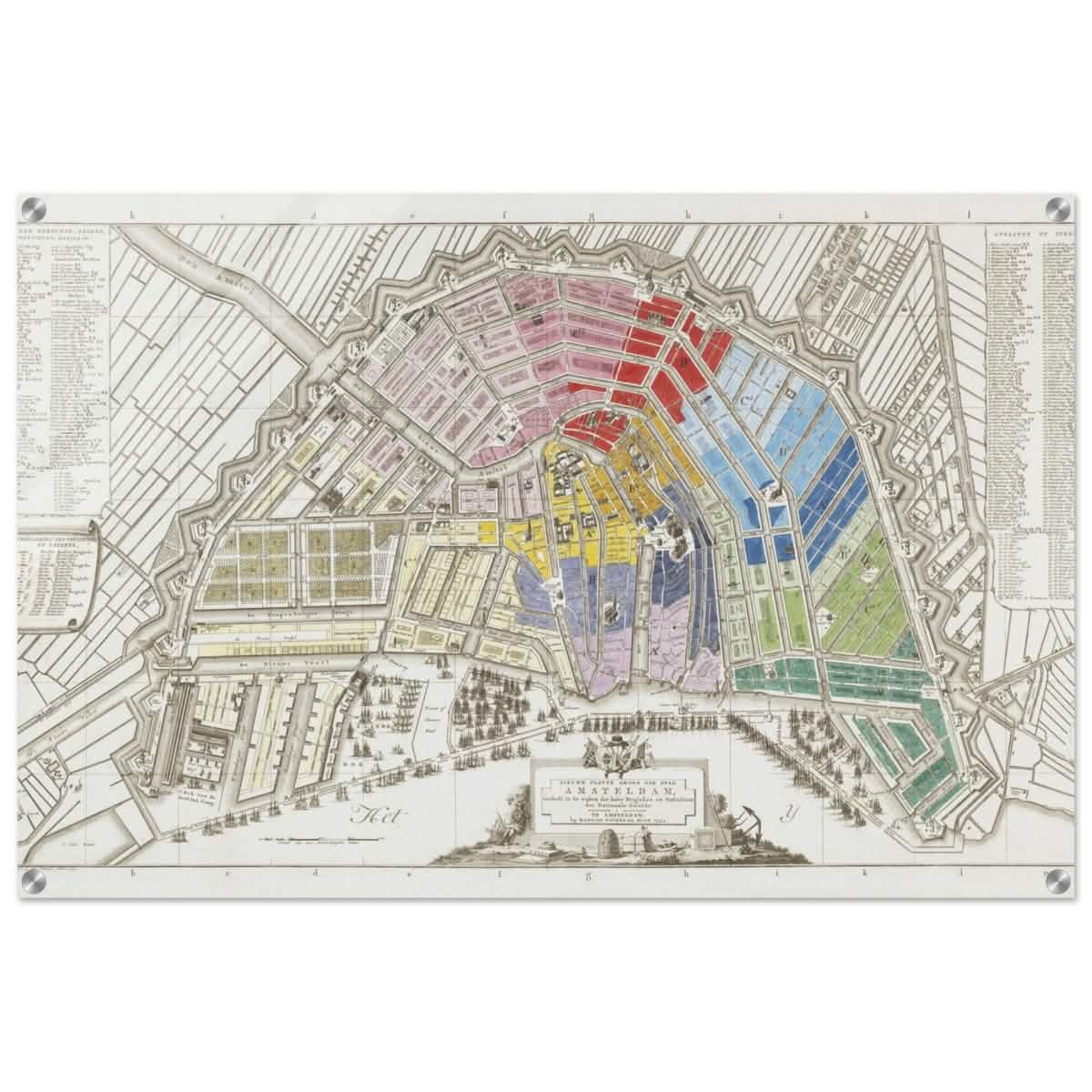 Old Map Amsterdam Distribution Of National Guard Large | Wall art Print - 60x90 cm / 24x36″ - Acrylic Print -