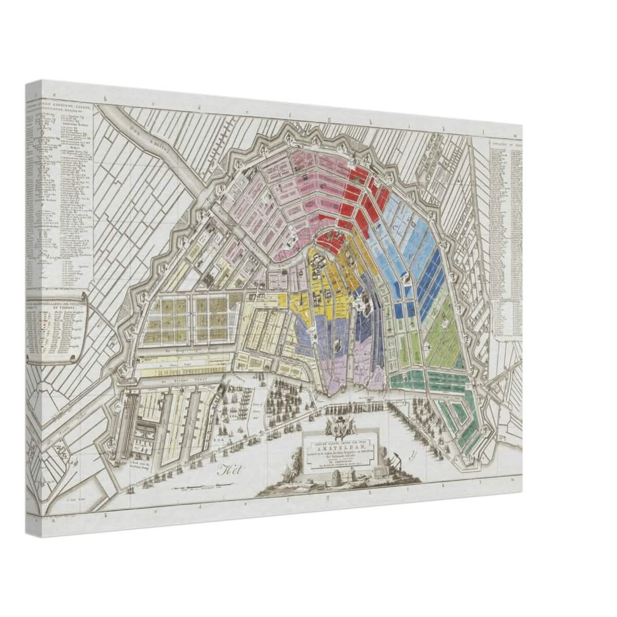 Old Map Amsterdam Distribution Of National Guard Large | Wall art Print - 40x60 cm / 16x24″ - Canvas -