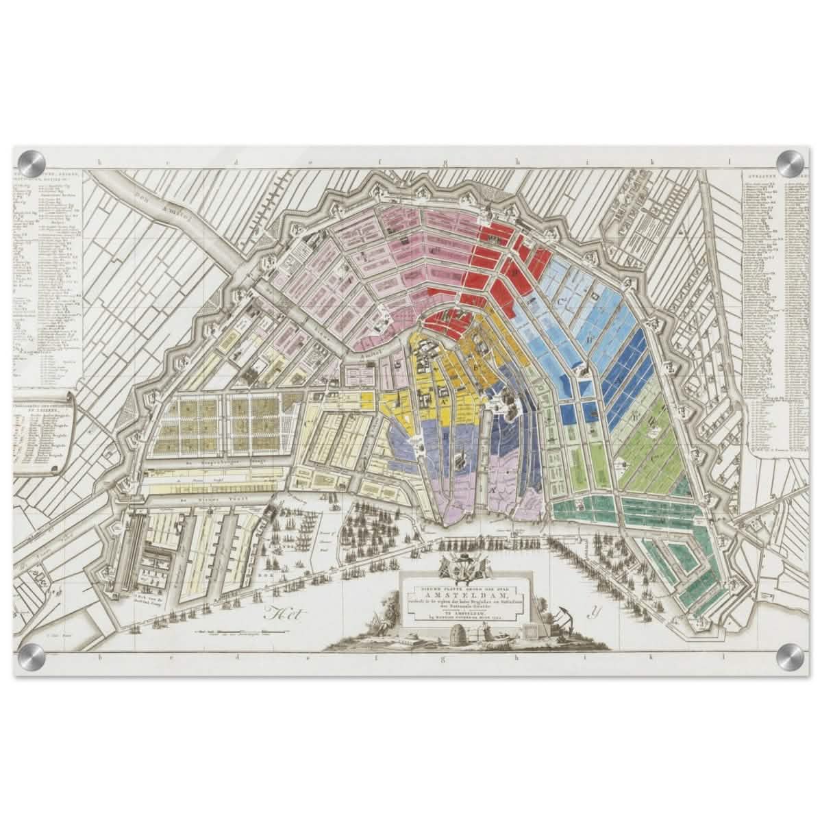 Old Map Amsterdam Distribution Of National Guard Large | Wall art Print - 40x60 cm / 16x24″ - Acrylic Print -