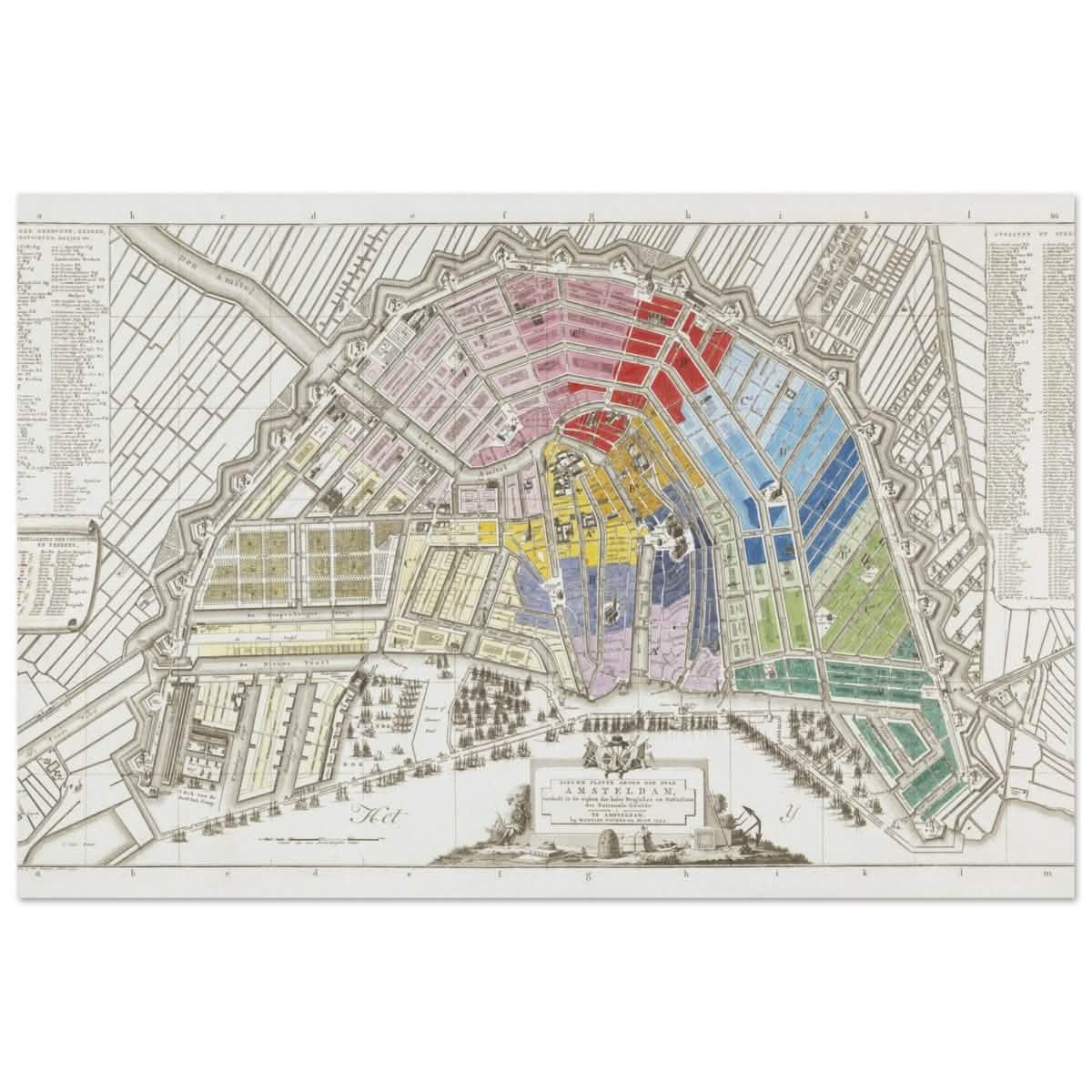 Old Map Amsterdam Distribution Of National Guard Large | Wall art Print - 60x90 cm / 24x36″ - Aluminum Print -