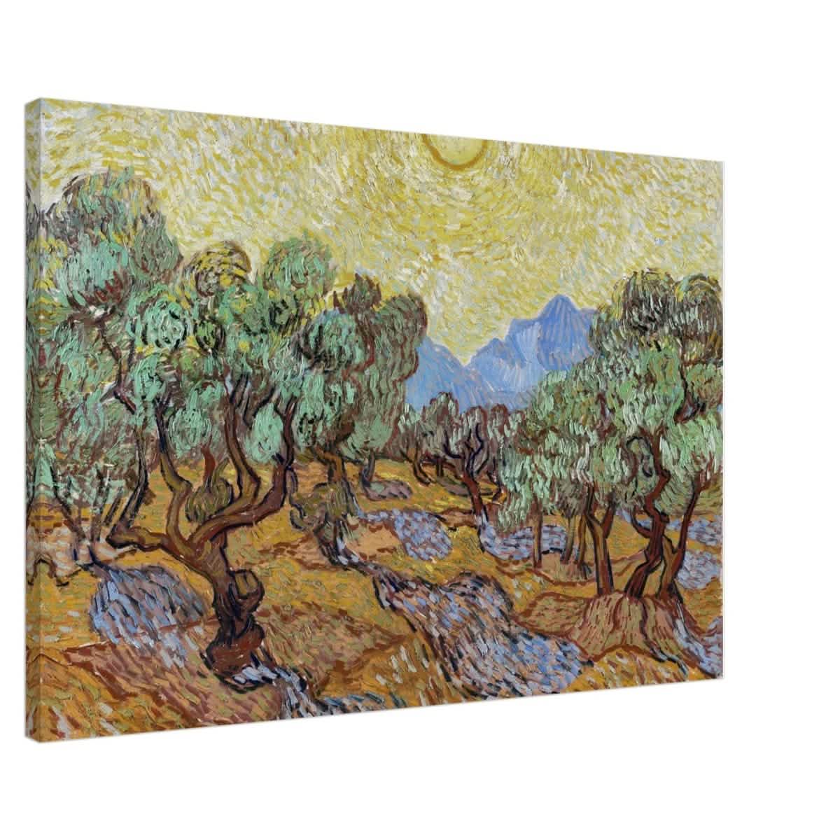 Olive Trees with Yellow Sky and Sun by Vincent van Gogh Wall art - Canvas - 60x90 cm / 24x36″ - Slim