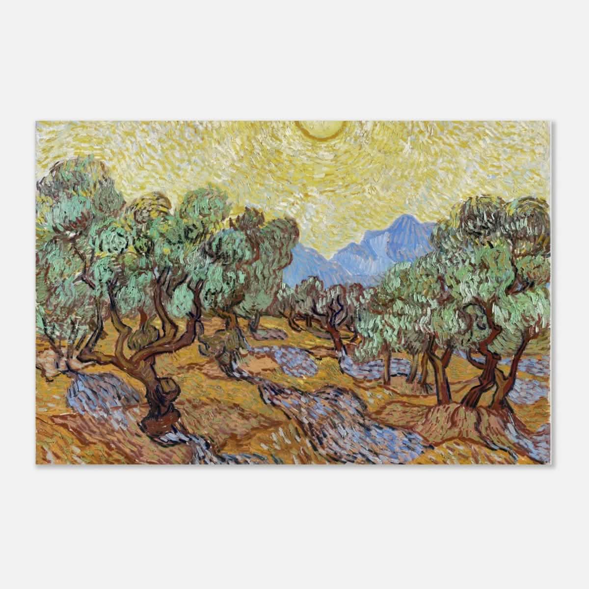 Olive Trees with Yellow Sky and Sun by Vincent van Gogh Wall art - Aluminum Print - 50x75 cm / 20x30″ -