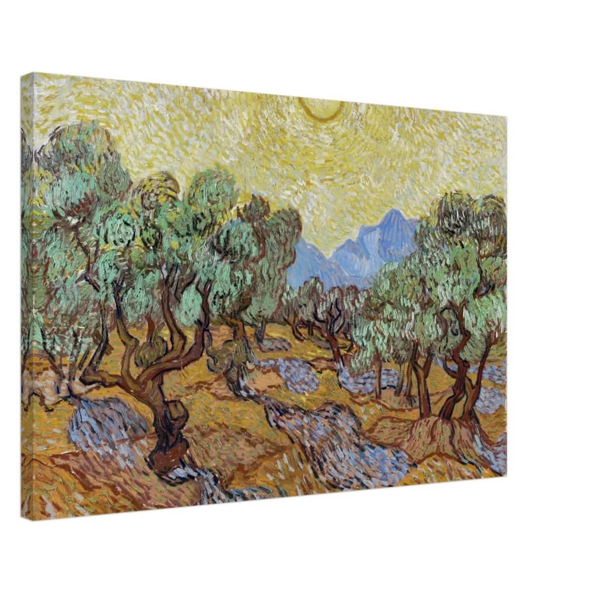 Olive Trees with Yellow Sky and Sun by Vincent van Gogh Wall art - Canvas - 50x75 cm / 20x30″ - Slim