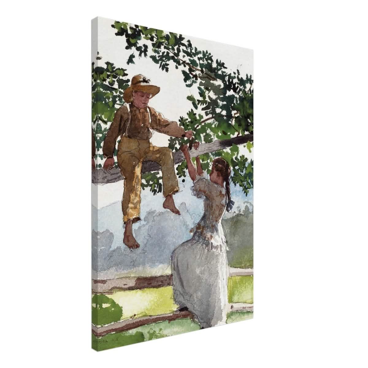 On The Fence Giclee by Winslow Homer | Vintage Nature Art wall art print - Canvas - 50x75 cm / 20x30″ -