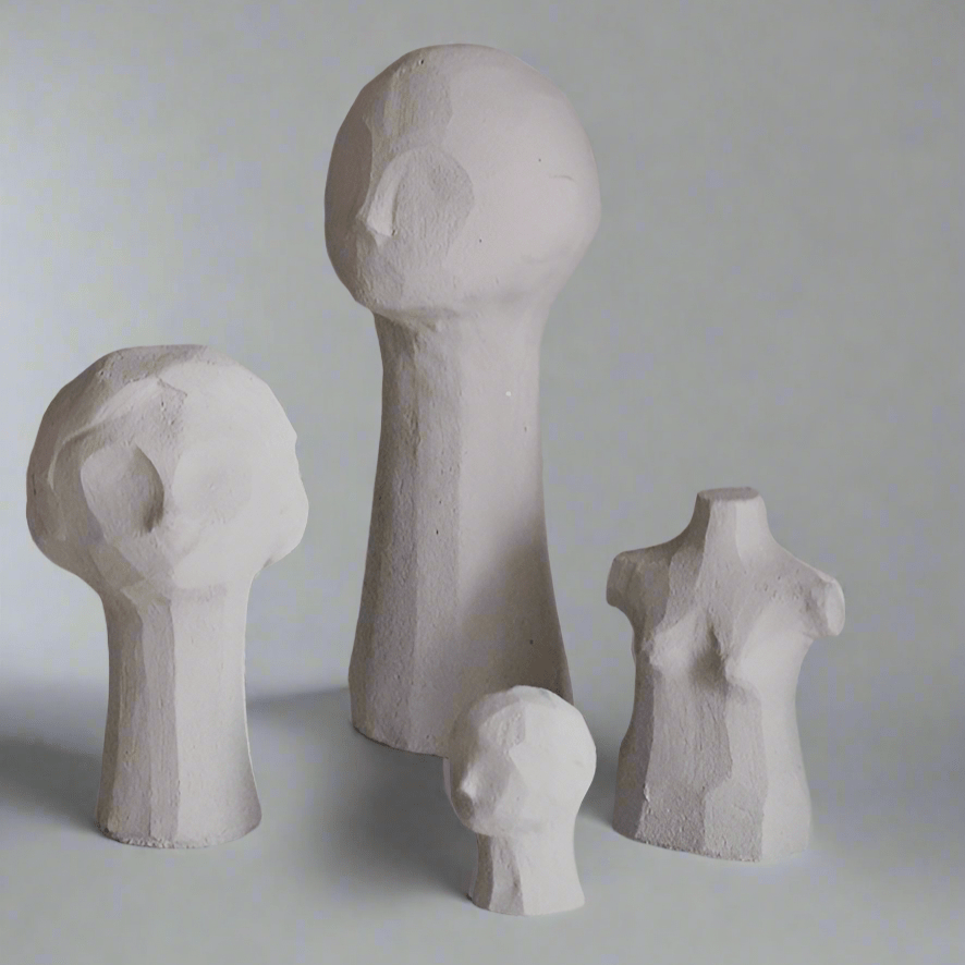 Original plaster sculpture of human body - Stand grey -