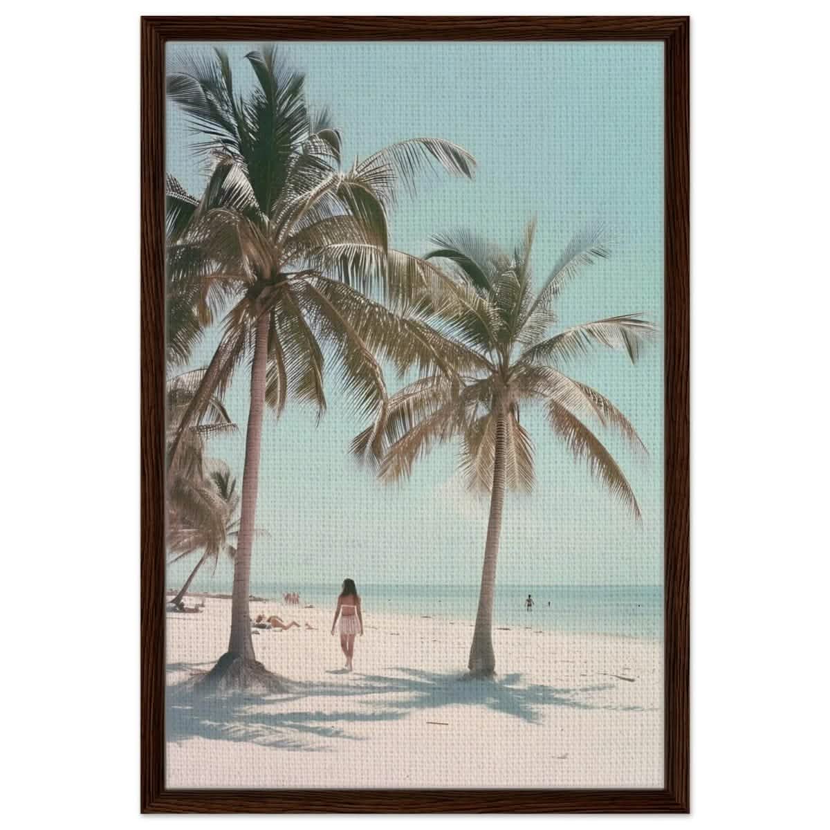 Palm Breeze Retreat | Wall art Print - 50x75 cm / 20x30″ - Framed Canvas - Dark wood frame