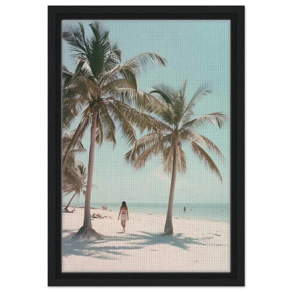 Palm Breeze Retreat | Wall art Print - 30x45 cm / 12x18″ - Framed Canvas - Black frame