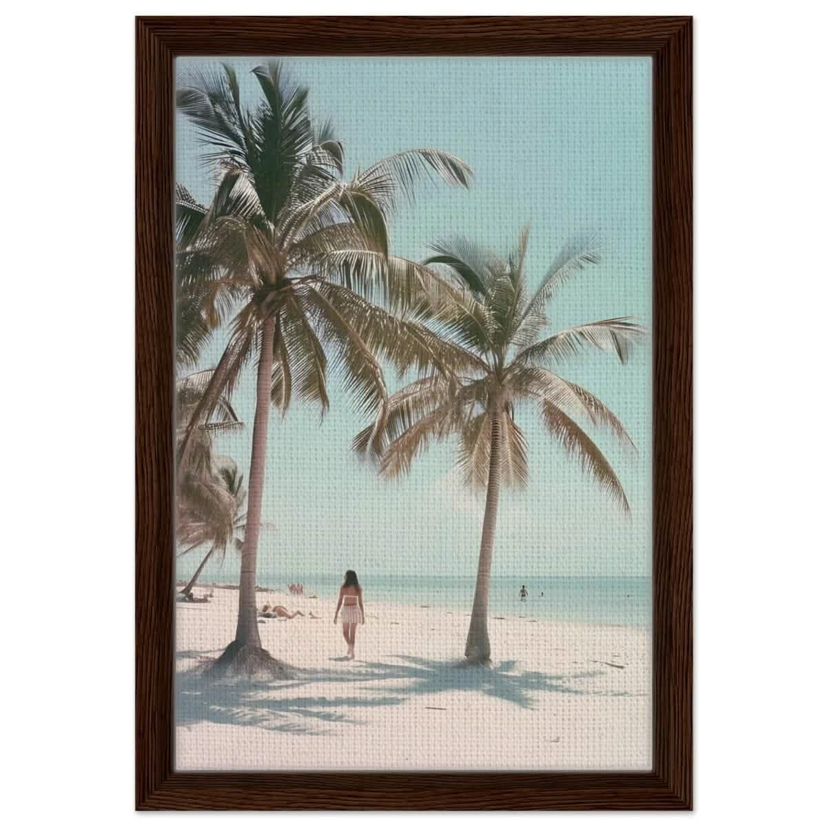 Palm Breeze Retreat | Wall art Print - 30x45 cm / 12x18″ - Framed Canvas - Dark wood frame