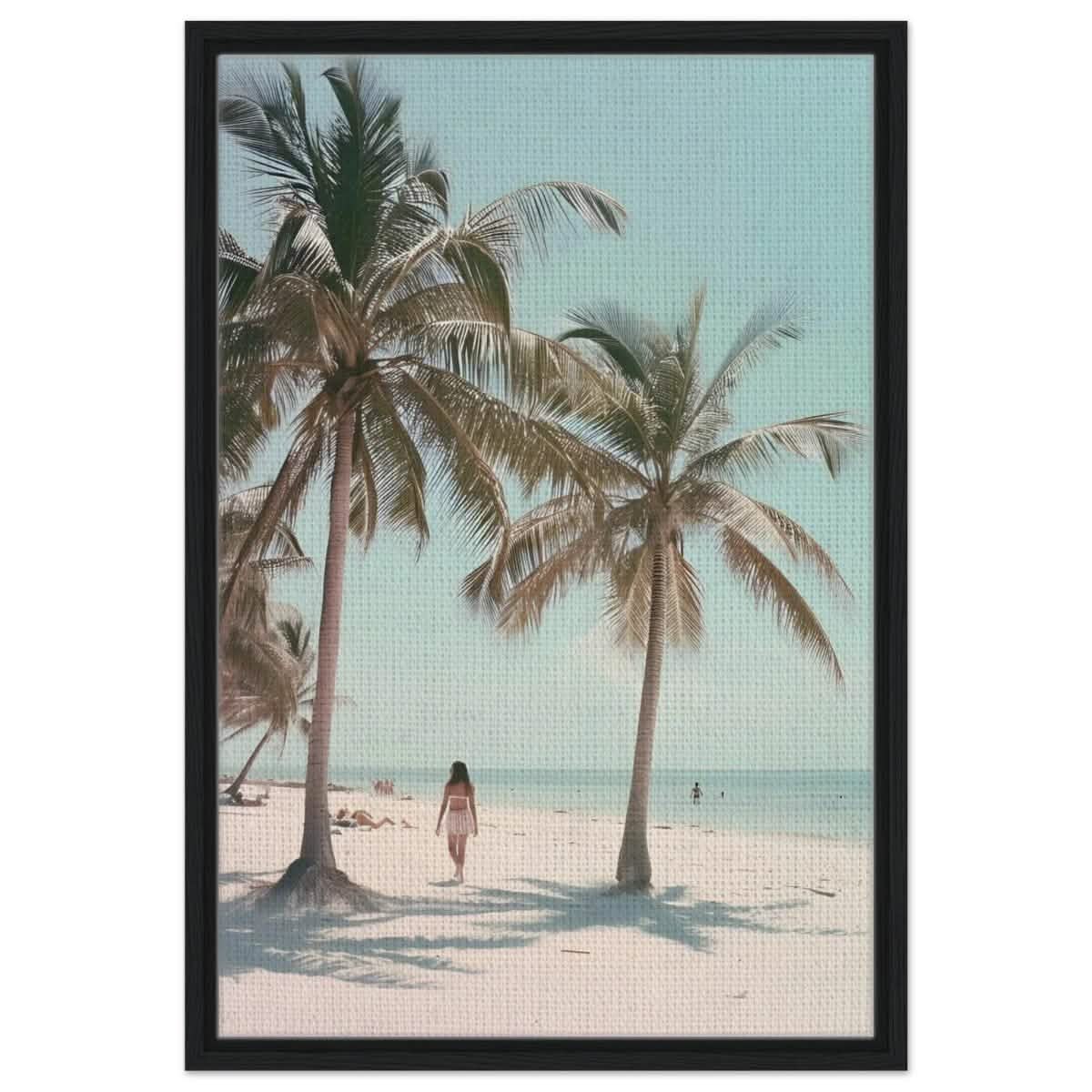 Palm Breeze Retreat | Wall art Print - 50x75 cm / 20x30″ - Framed Canvas - Black frame