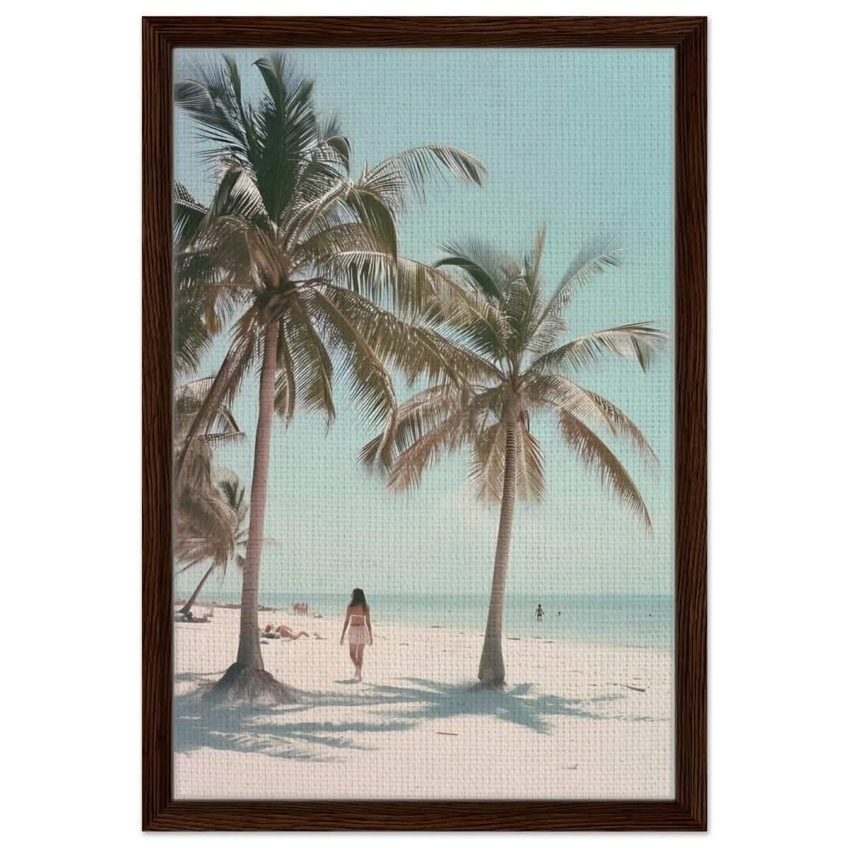 Palm Breeze Retreat | Wall art Print - 40x60 cm / 16x24″ - Framed Canvas - Dark wood frame