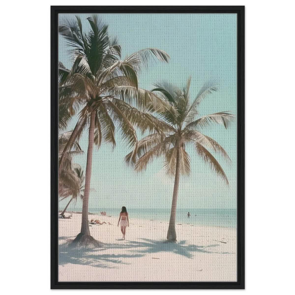 Palm Breeze Retreat | Wall art Print - 60x90 cm / 24x36″ - Framed Canvas - Black frame