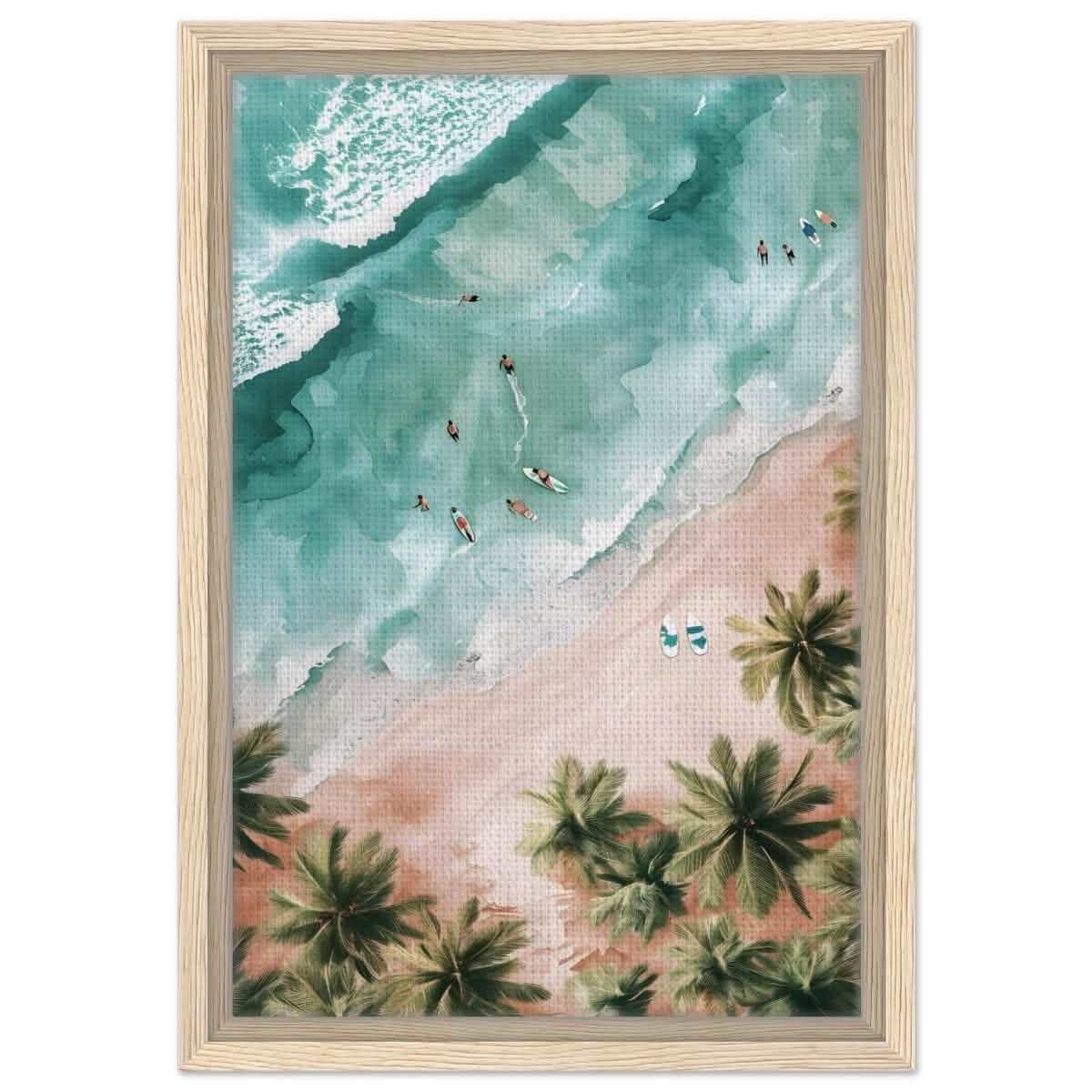 Palm - Studded Shoreline | Contemporary Coastal Art | Wall art Print - Framed Canvas - 30x45 cm / 12x18″ - Wood frame